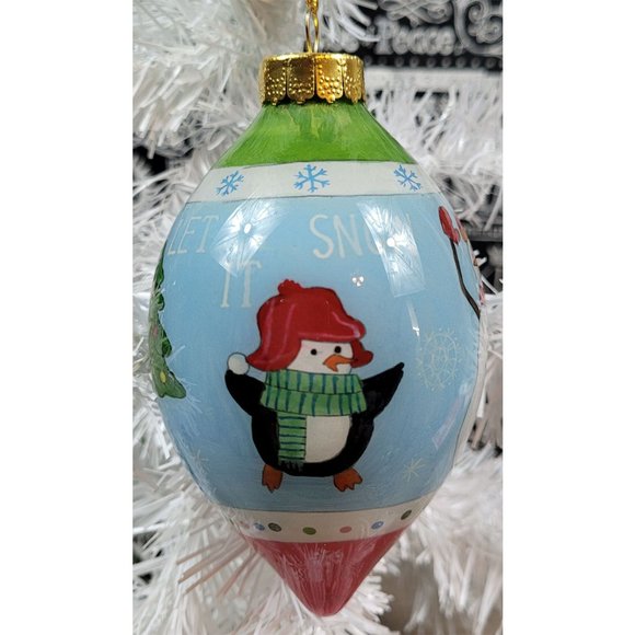 St Nicholas Square Hand Painted Blown Glass Penguin Christmas Ornament - Picture 4 of 12